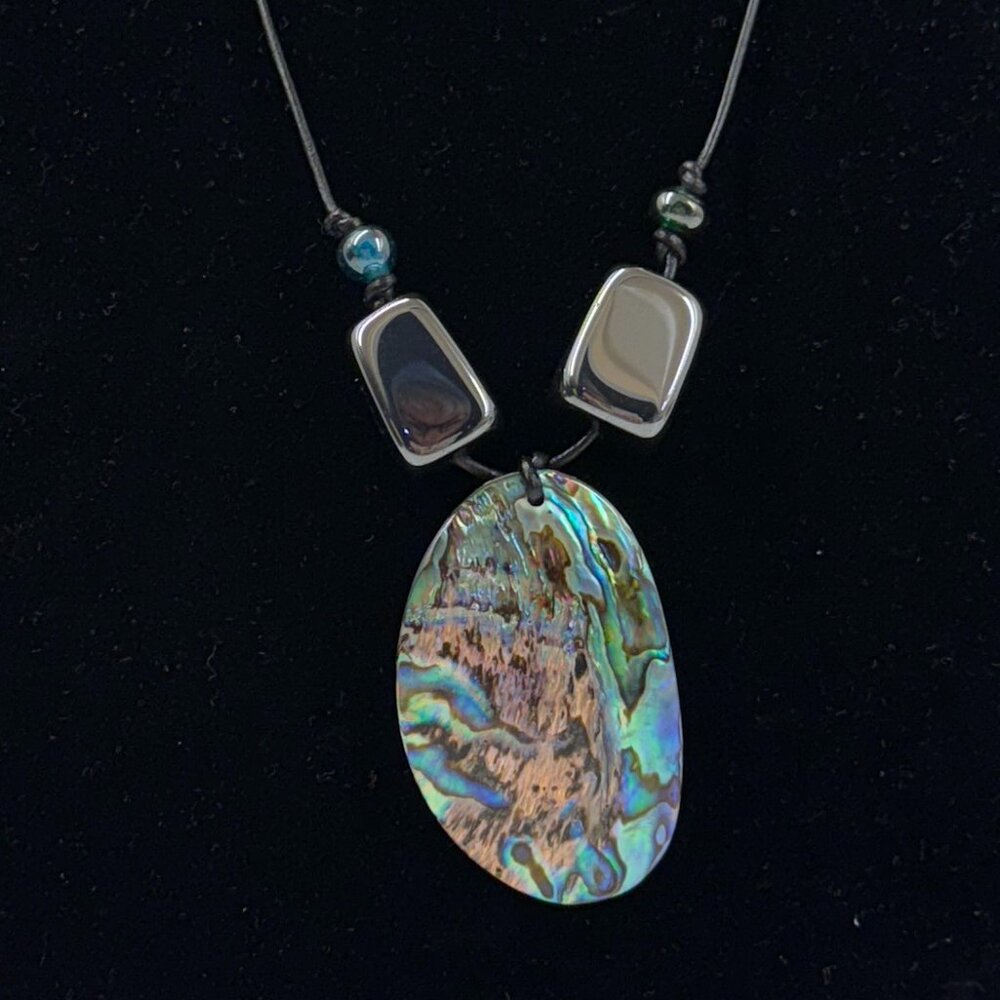 Iridescent Abalone Shell And Hematite Necklace - image 3